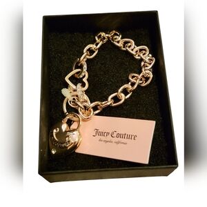 Juicy Couture New Rose Gold Tone Heart Charm Toggle Bracelet NEW WITH TAG
